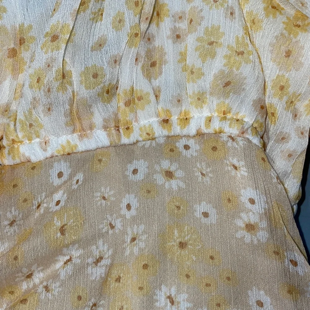 Free People Tessa Ruched Yellow Gold Floral Mini Dress - Picture 4 of 12